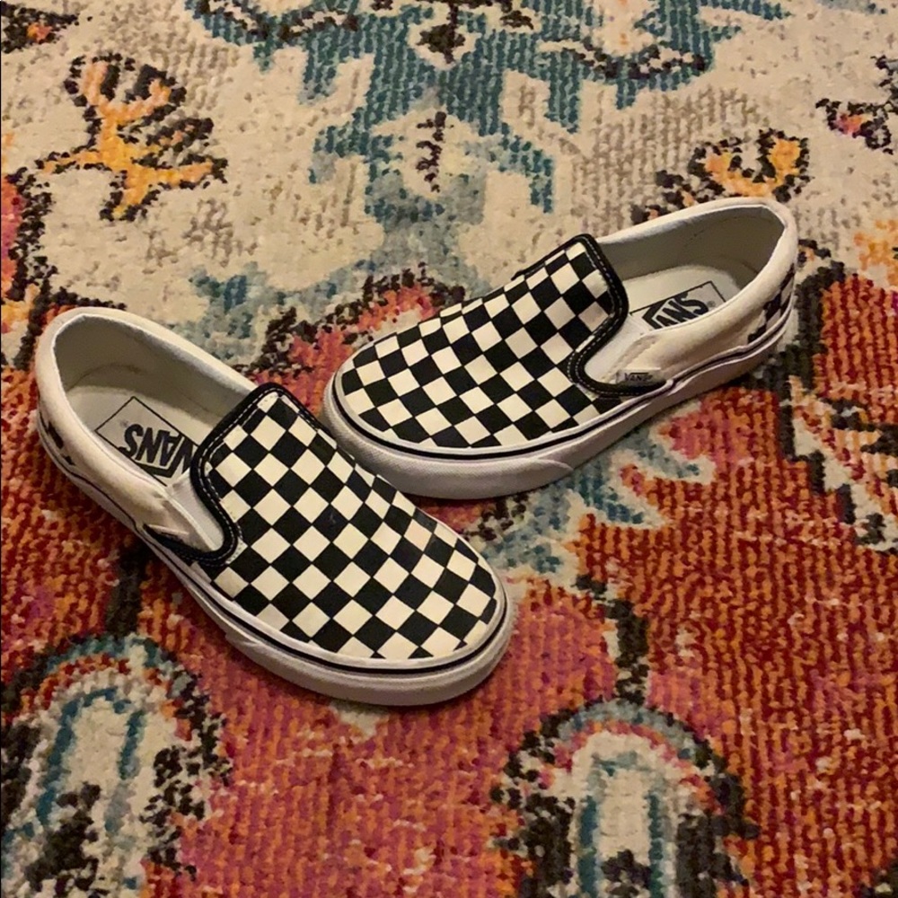 Checkerboard Vans Slip Ons